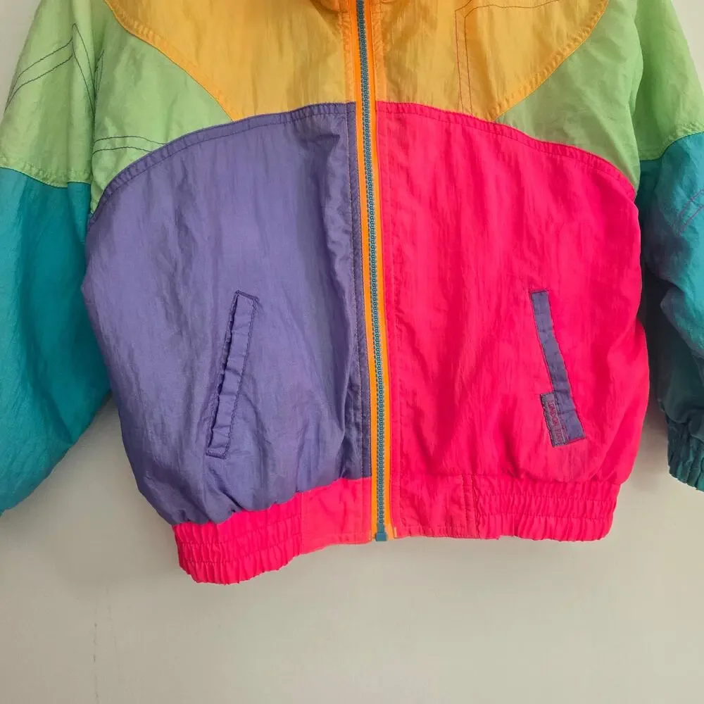 Vintage 80s Kids London Fog Windbreaker Jacket Neon Colorblock Nostalgia Large